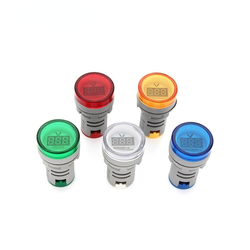 DIY Mini Digital Voltmeter 22mm Round AC 50-500V Volt Voltage Tester Meter Monitor Power LED Indicator Pilot Lamp Light Display