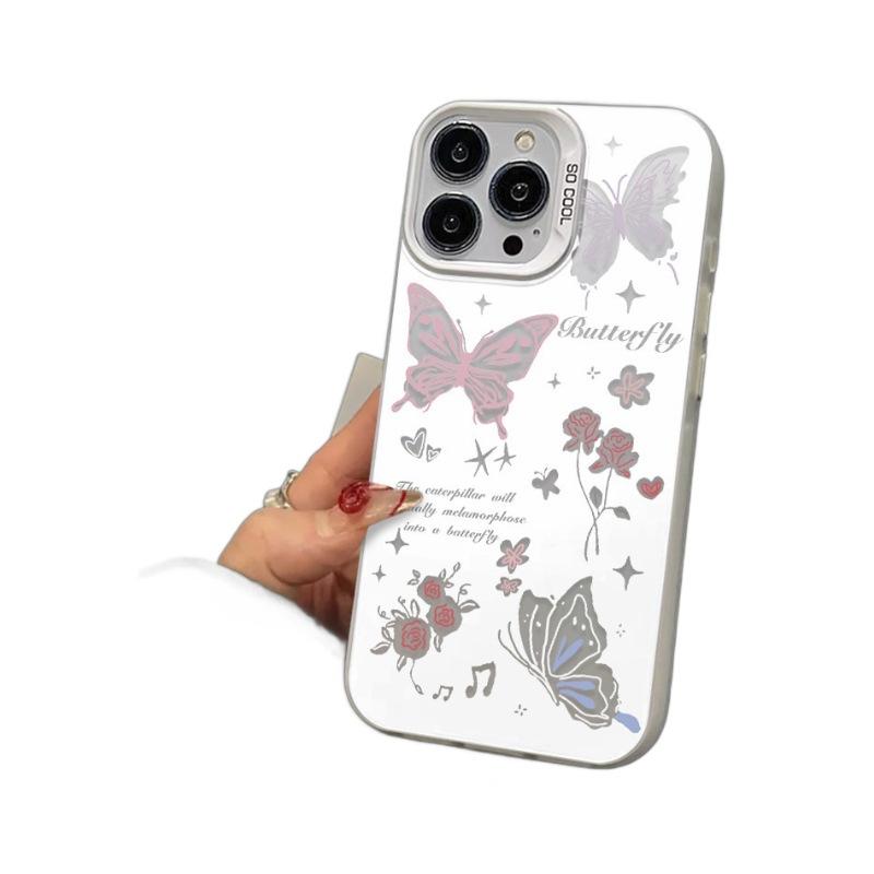 Applicable to Apple 11promax mobile phone case, new iphone11 advanced sense 11pro white background flower butterfly 11/in