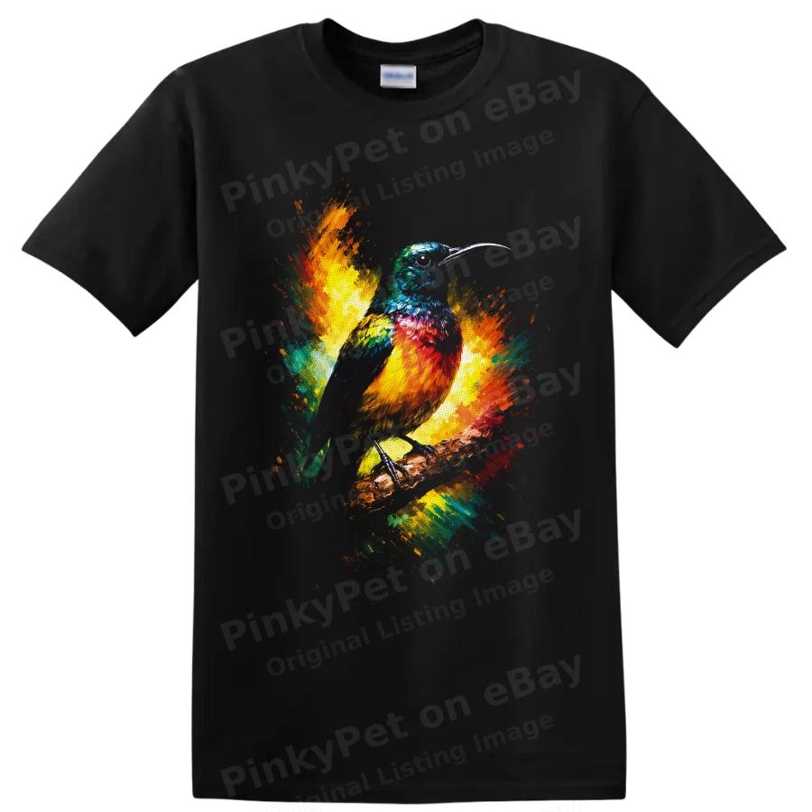 Colorful Bird Watercolor Paint Splash Art T Shirt Nature Lover Graphic Tee Gift
