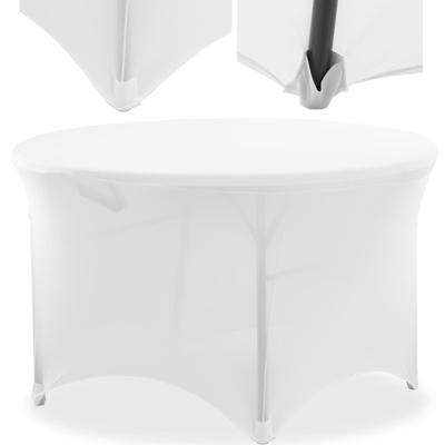 Universelle elastische Abdeckung für einen ovalen Tisch, Durchmesser 150 cm, weiß