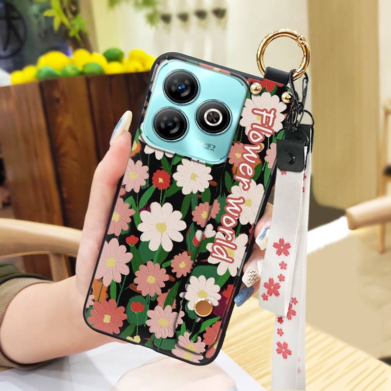 Protective Anti-knock Phone Case For ZTE Blade A75 4G/Z2359 Wristband Wrist Strap Back Cover Shockproof Ring Durable