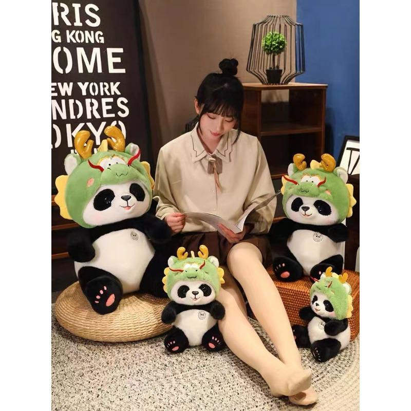 Cute Panda Plush Toys Dragon Year Mascot Doll Giant Panda Doll Panda Transforms Into Dragon Doll