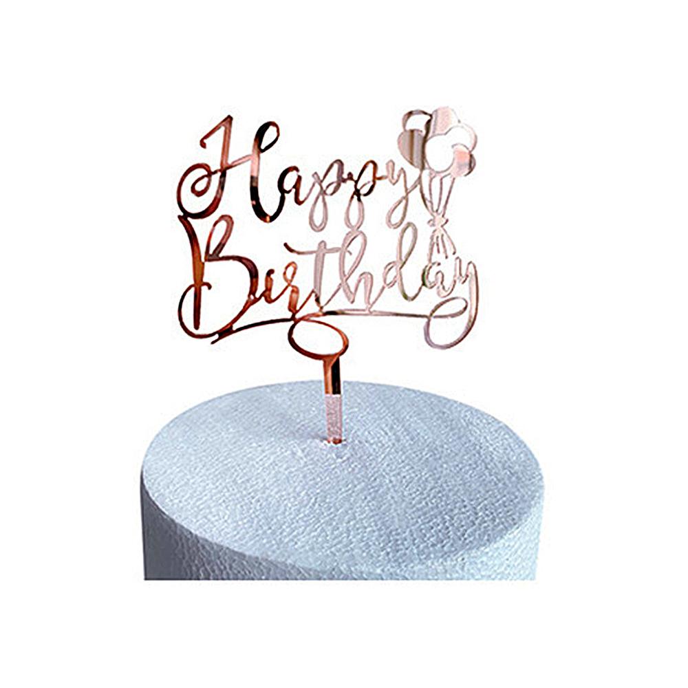 Happy Birthday Cake Topper Cake Acrylic Rose Gold Topper Birthday Party Decoration