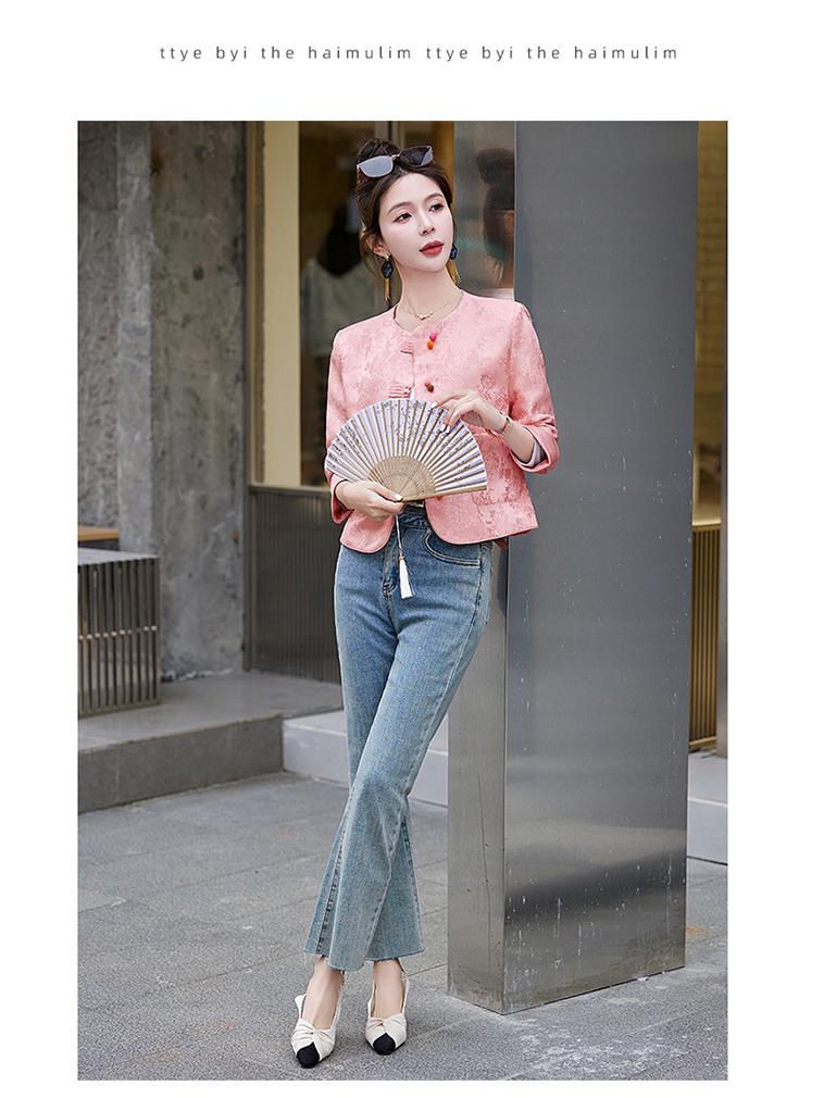 Women's Retro Jacquard Jacket - Short, Age-Reducing, National Style, Spring/Autumn 2025 (B2809)