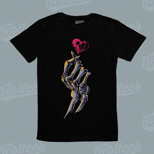 Men/Women/Kids Skull Skeleton waiting for Love Heart T-Shirt S