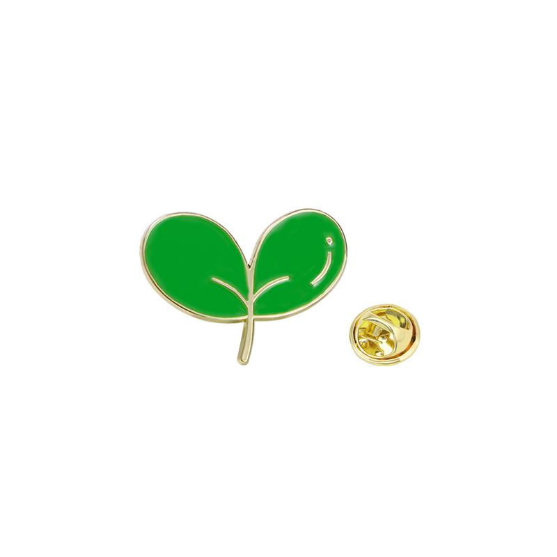 Cute Plant Little Safflower Badge Four Leaf Clover Green Leaf Red Plum Blossom Alloy Oil Drip Brooch
