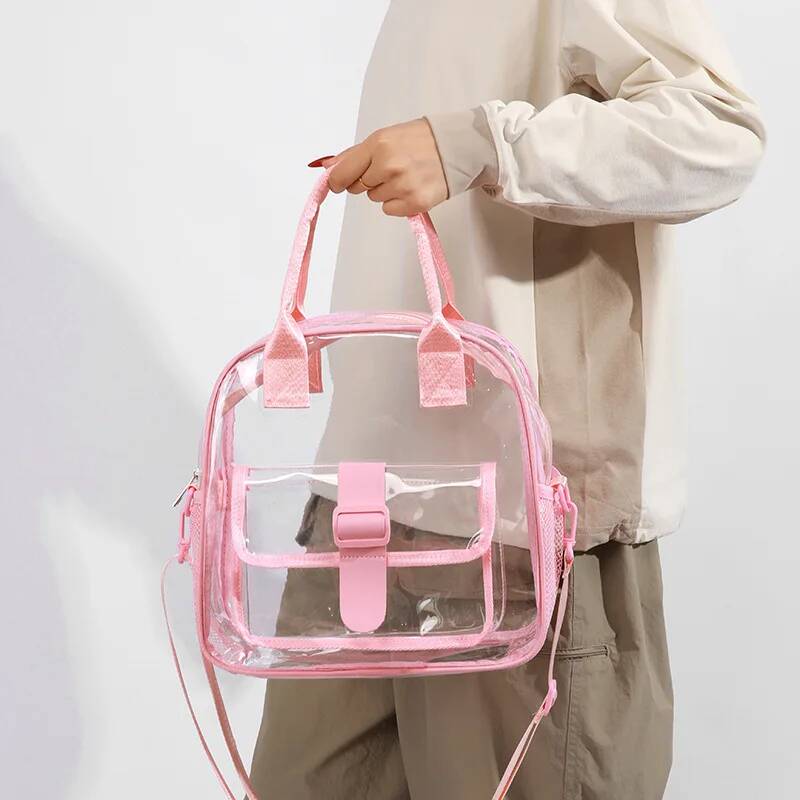 Fashion Transparent Travel Beach Crossbody Bags Large Capacity PVC Sports Jelly Shoulder Bags Portable Toiletry Storage Handbags
