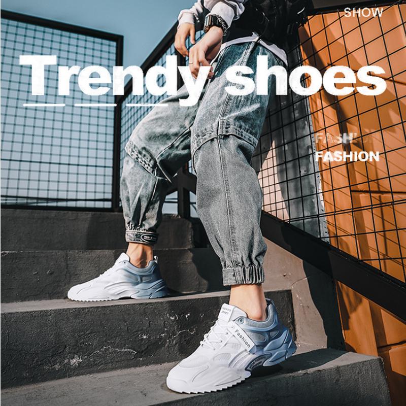Fashion Gradient Men Sneakers Breathable Mesh Running Shoes Tenis Masculino 2025 Fashion Comfortable Lace Up Casual Men Vulcanized Shoes