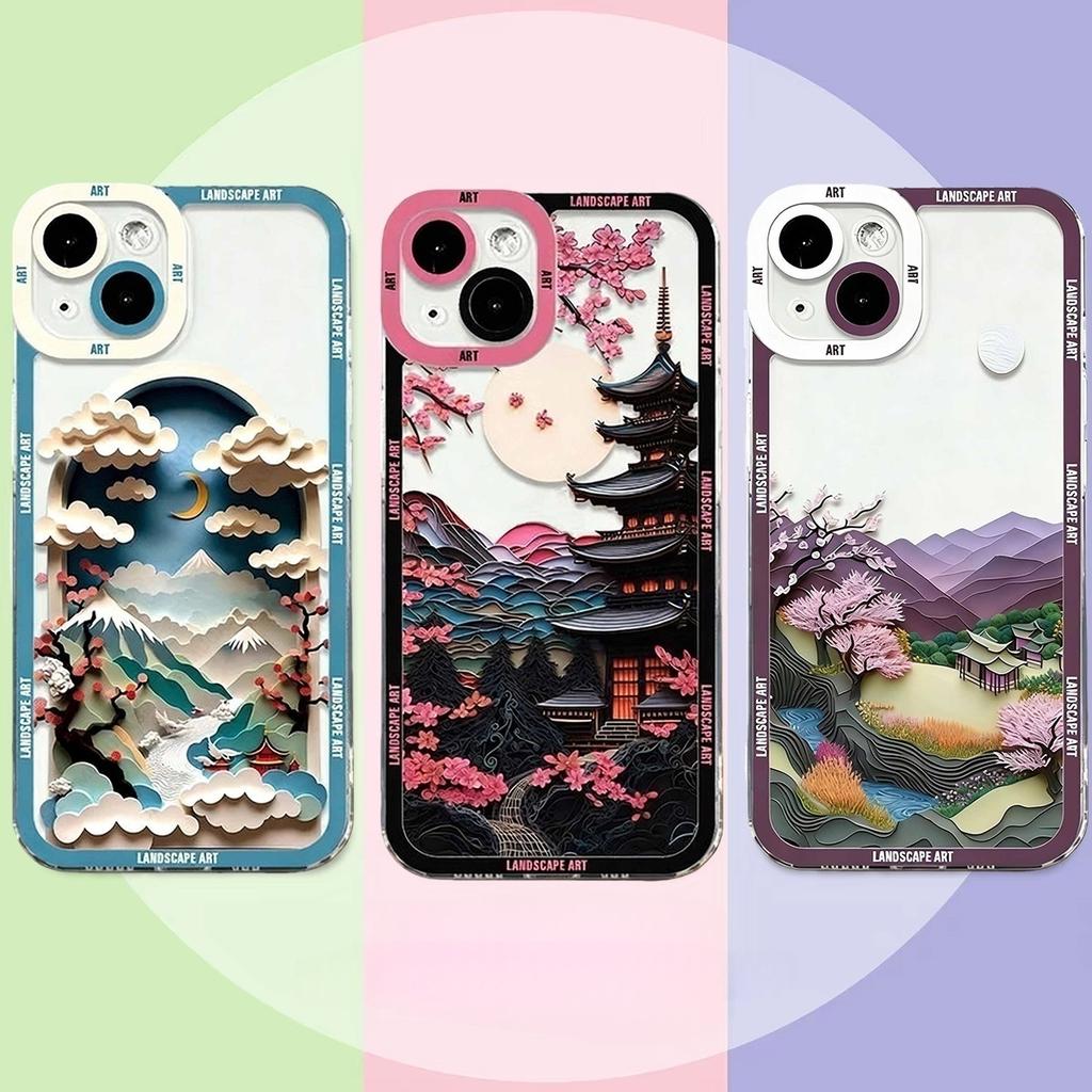 Luxury Japanese-Style Landscape Art Soft TPU Case For Xiaomi 15T Pro POCO X7 X6 X5 X4 X3 M7 F5 Pro F7 F5 F3 M3 11T Pro TPU Cover