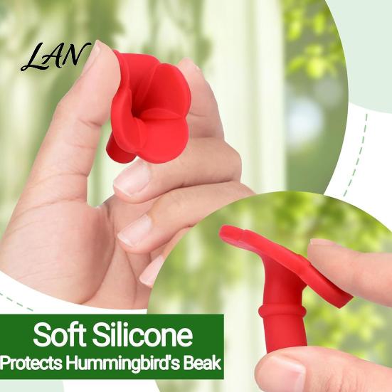 Feeder Replacement Flowers Set 8Pcs Hummingbird Flowers, Bee-Proof Silicone Feeding Ports, Universal Outdoor Parts Easy Clean