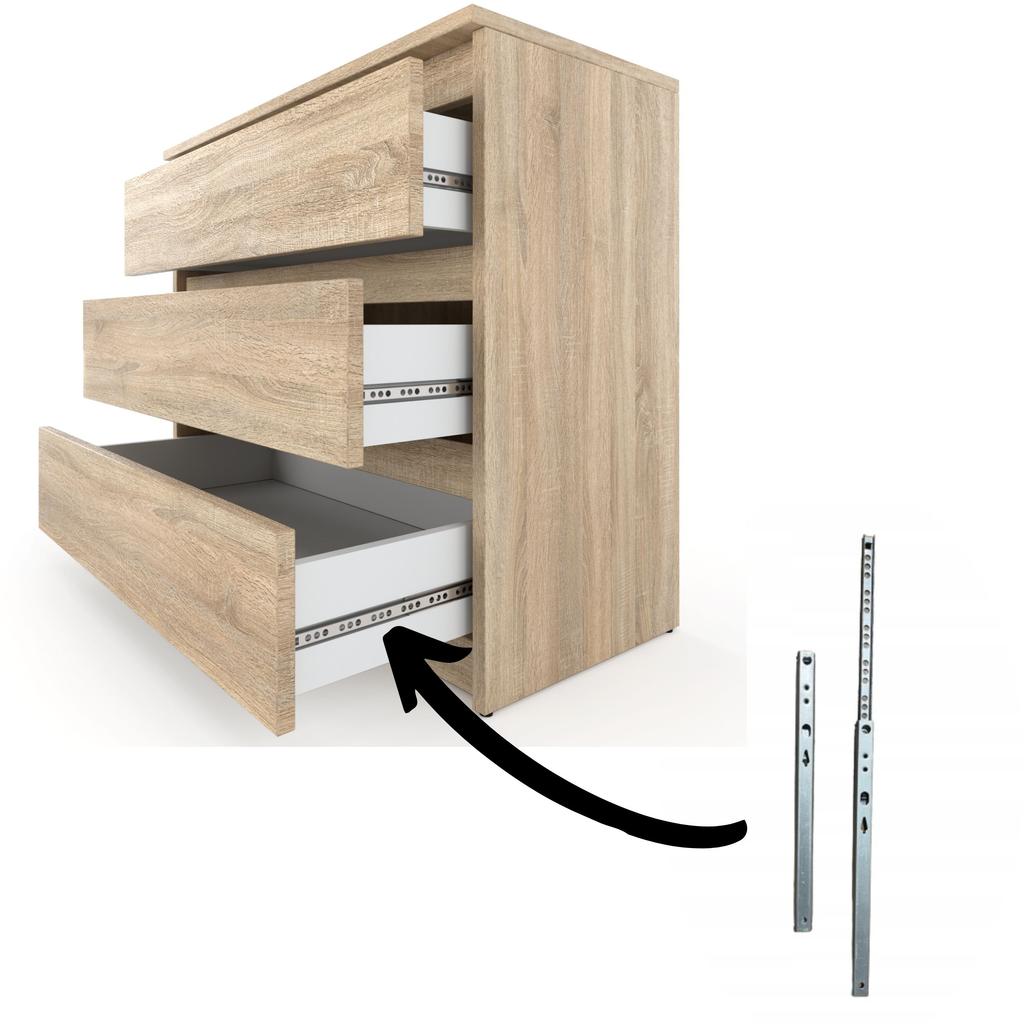 Sonoma-Eiche Kommode 80cm 3Schubladen TV-Schrank Möbel für Wohnzimmer Schlafzimmer