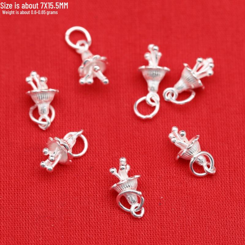 Sterling Silver Elephant & Leaf Double Charm Beads with OT Clasp for DIY Jewelry