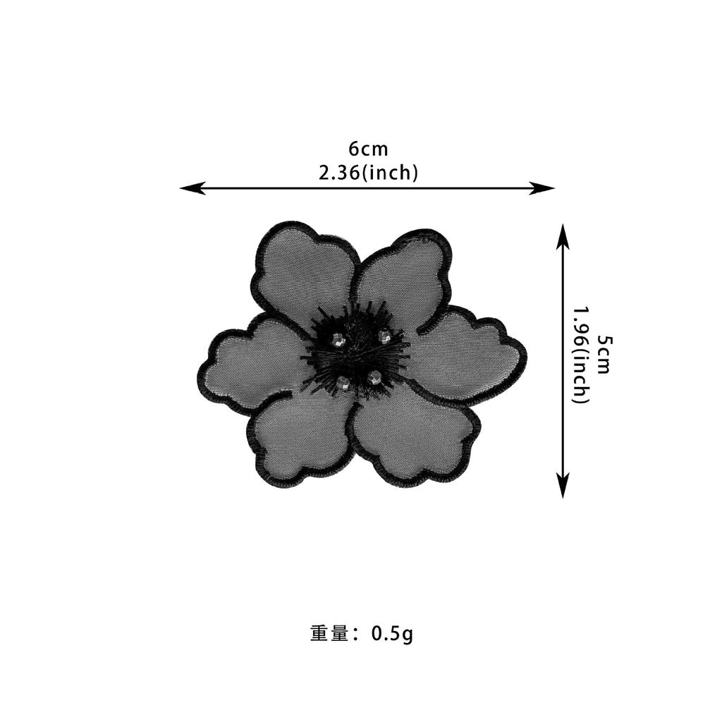 Black Organza Embroidery, Flower Embellishments, Flowers, Clothing, Bags, Dresses, Sweaters, Tops, Accessories, Fabric Patches