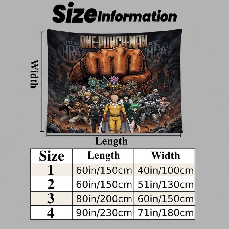 Onepunch Man Wall Tapestry Aesthetic Wall Hanging Printed Fabric Blanket Decorative Tapestries For Bedroom Living Room Home Decor