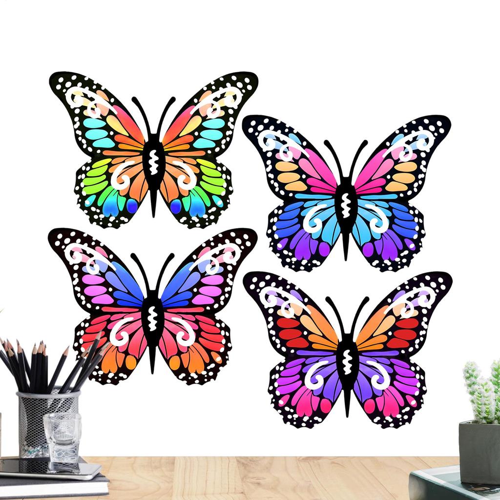 4pcs Metal Butterfly Wall Decoration Metal Anti-Rust Butterfly Ornament Outdoor Fence Wall Art Decoration For Home Garden Yard