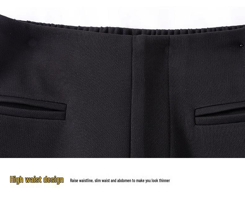 Women's Black High-Waisted Micro-Flare Pants - Slimming & Versatile for Spring & Autumn 2025