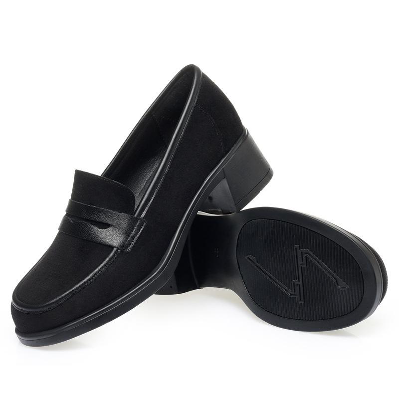Модные Удобные Неглубокие Замшевые Слипоны Лоферы Женская Обувь на Платформе Весна 2025 Нескользящие Туфли на Блочном Каблуке для Офиса Мамы 35 5273₽