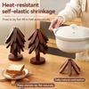 Tree-Shape Wooden Heat-Resistant Coaster Set with Leaves, Anti-Scald Solid Wood Pads for Pots, Bowls, Cups and Casserole Dishes