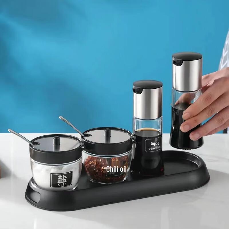 Mailang Commercial Stainless Steel & Glass Seasoning Set