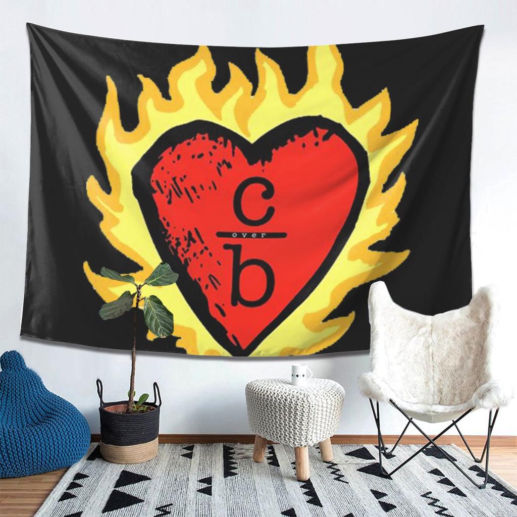 Clothes Over Bros Heart Logo Tapestry Wall Hanging Aesthetic Home Decoration Tapestries for Dorm Room