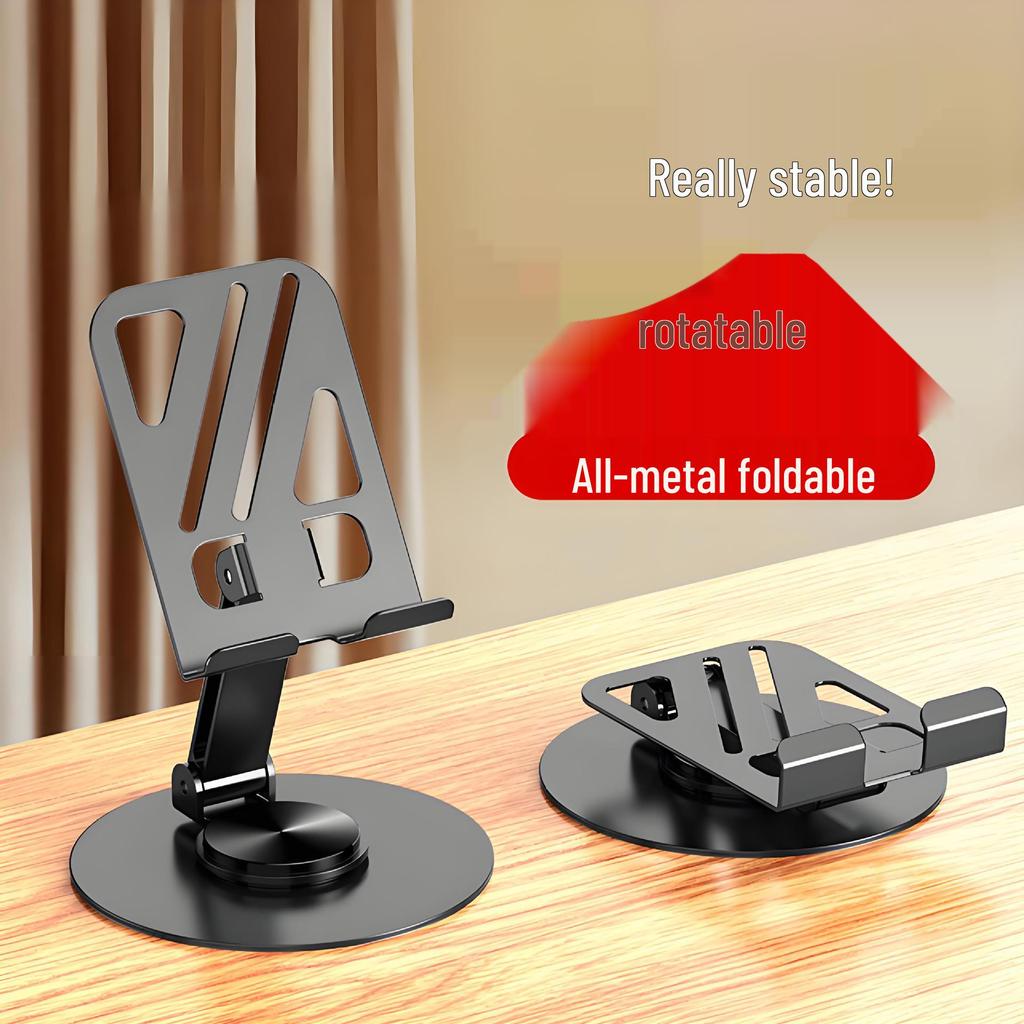 Rotatable & Foldable Desktop Phone and Tablet Stand, Ideal for Shows and Online Classes, All-Metal Multifunctional Holder for Convenience
