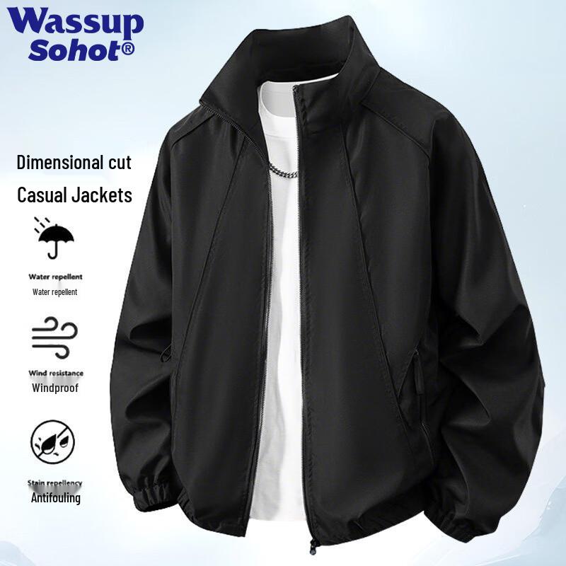 Wassup Sohot Men's American Style Stand-Collar Bomber Jacket