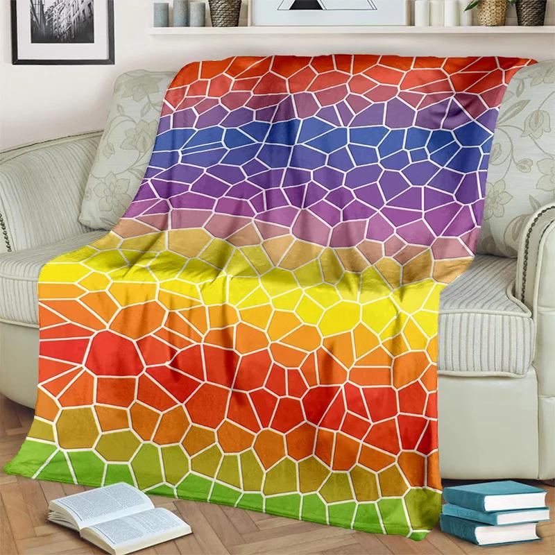 Coperta Cartone Animato 3D Colori Arcobaleno Illusione, Morbida Coperta da Divano per Casa Camera da Letto Letto Divano Picnic Viaggio Ufficio Coperta per Bambini