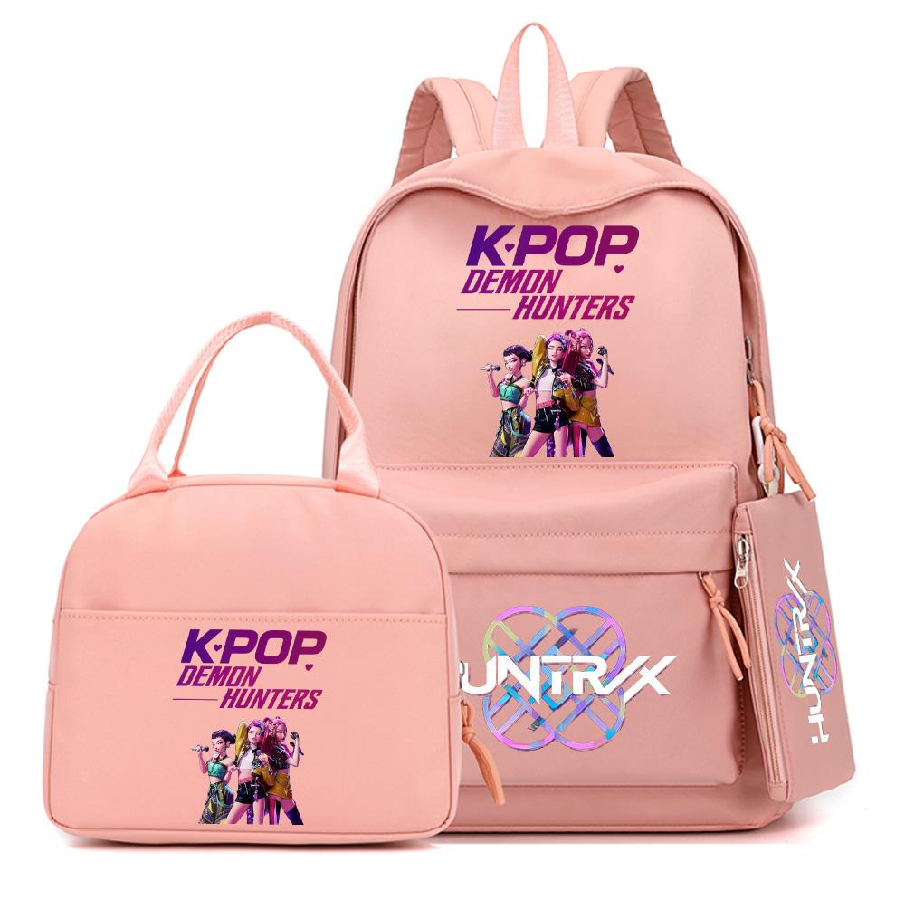 3 Stück/Set Süßer Anime K-Pop Bedruckter Rucksack mit Handtasche Federmäppchen für Teenager Schüler Junge Mädchen Schultasche Bücherrucksack Große Kapazität Reisetasche
