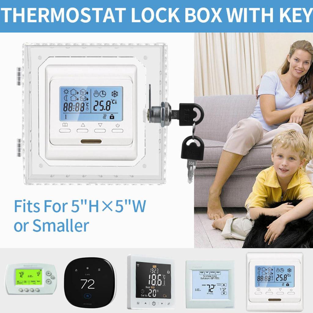 Transparent Thermostat Cover With Lock Acrylic Thermostat Lock Box With Keys Ac Lock Box Cover Thermostat Guard For Home