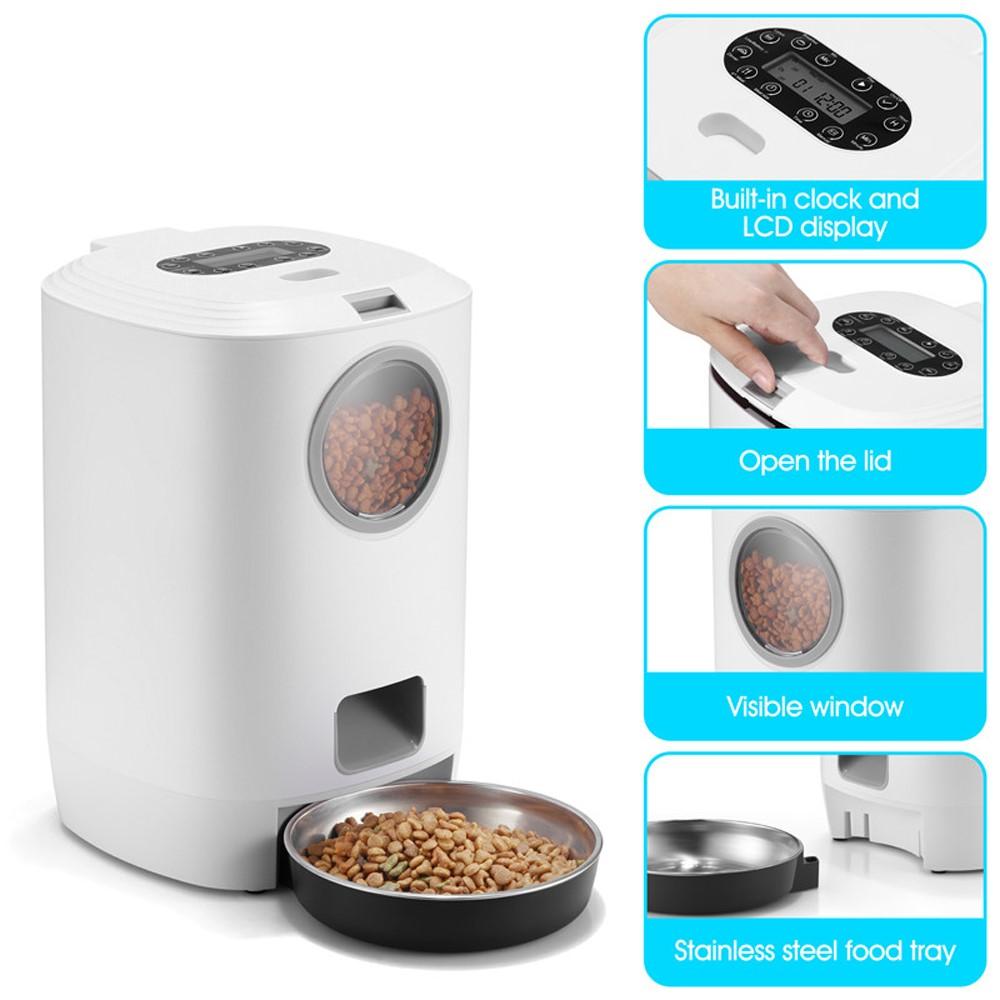 4.5L Smart Pet Auto Feeder for Cats Large Dogs Treat Dispenser Stainless Steel Food Tray With  4 Meal Voice Recorder