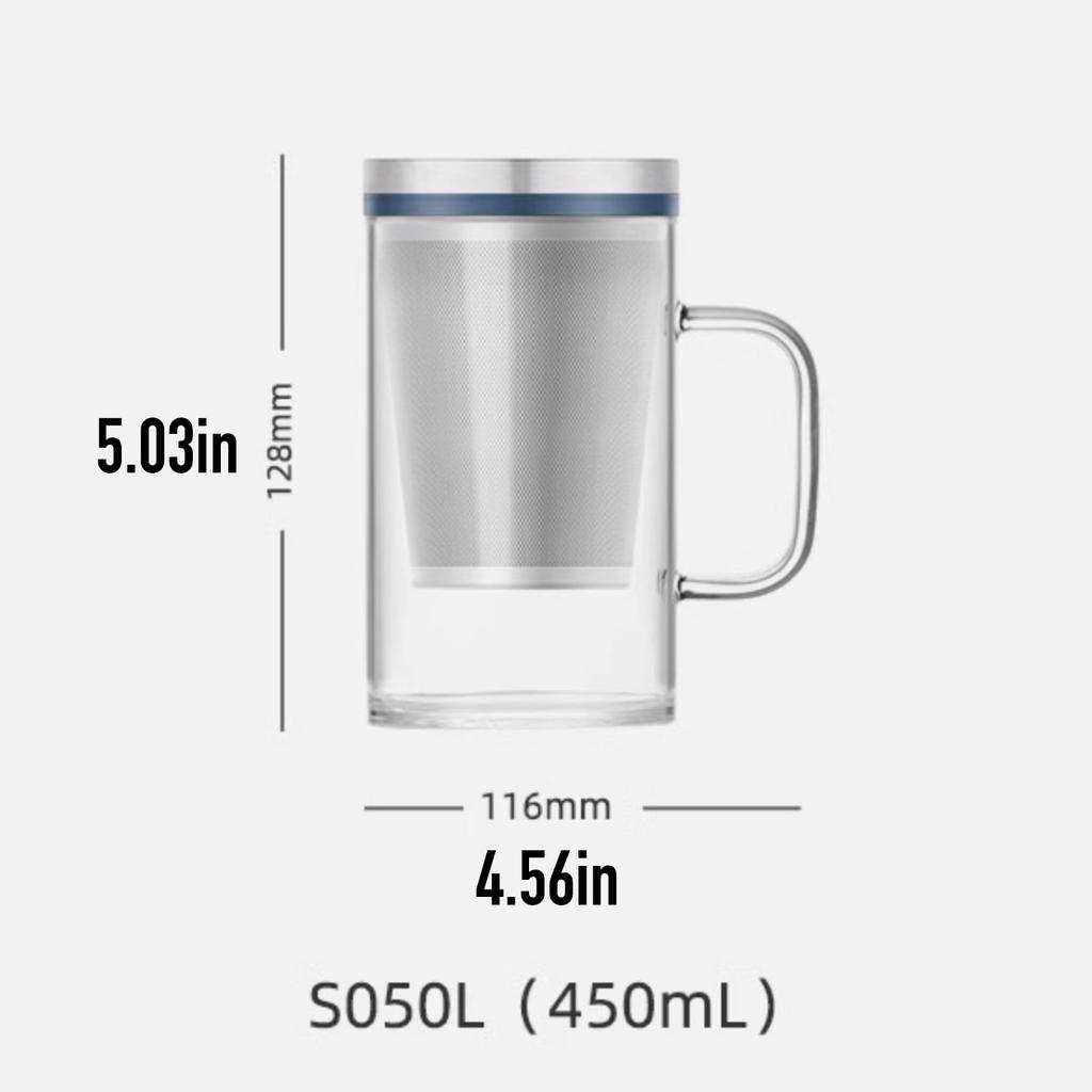 Samadoyo Thick Bottom Heat-resistant Glass Personal Tea Cup Business Style Office Water Cup Coffee Cup 450ML