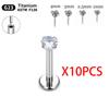 10 pezzi Titanio G23 Piercing Labret Stud per Labbra Orecchini Per Donne Gioielli per il Corpo Nasale 20/18/16G labret