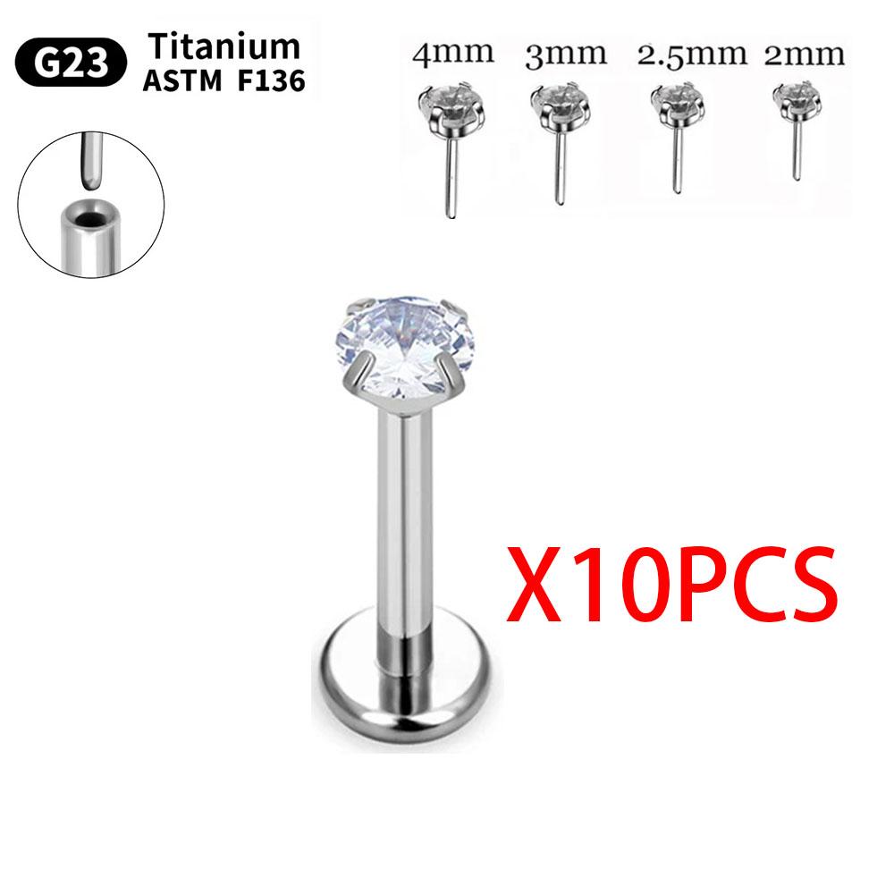 10 pezzi Titanio G23 Piercing Labret Stud per Labbra Orecchini Per Donne Gioielli per il Corpo Nasale 20/18/16G labret