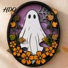 Halloween Wall Decor Oval Sign Layered Wooden Cute Ghost Bat Spooky Home Decorations Pumpkin Witch Designs Festive Art Decoration for Interior Retro