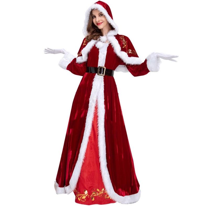 Weihnachtskostümparty Weihnachtsmann Cosplay Frauen Rotes Kleid Weihnachts-Königin Party