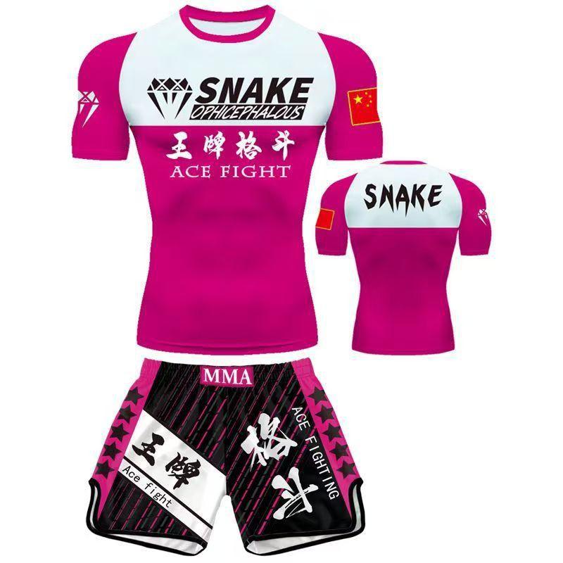Martial Arts Training Suit Sanda Muay Thai Boxing UFC Style Short Sleeve Shorts Unisex Gym Wear