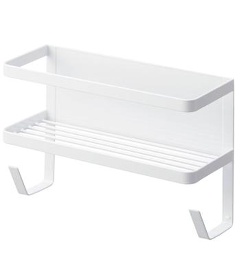 Yamazaki Jitsugyo 4768 Magnetic Rack Next To the Washing Machine with Hose Holder, White, Approx. W28XD12XH18.5cm, Tower, Laundry Side Rack That Can