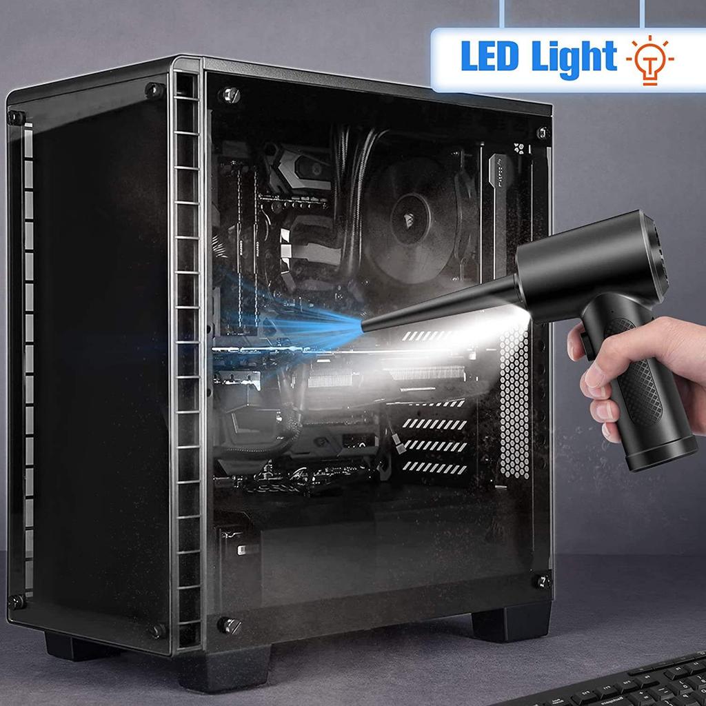 Protable Air Duster for Computer Cleaning 51000RPM Cordless Compressed Air Blower with LED Light for PC Computers Keyboard Clean