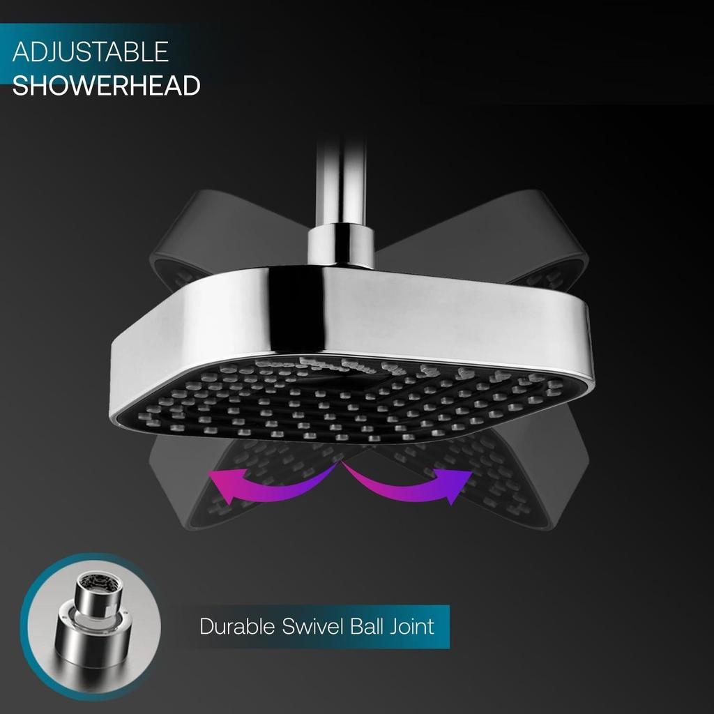 ABS,4-INCH Single Flow Overhead Shower With 9-INCH Arm and Wall Flange