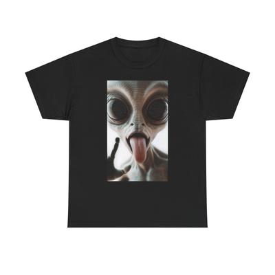 Funny Alien Graphic T Shirt Mens Womens Tees Top Unisex Heavy Cotton Tee