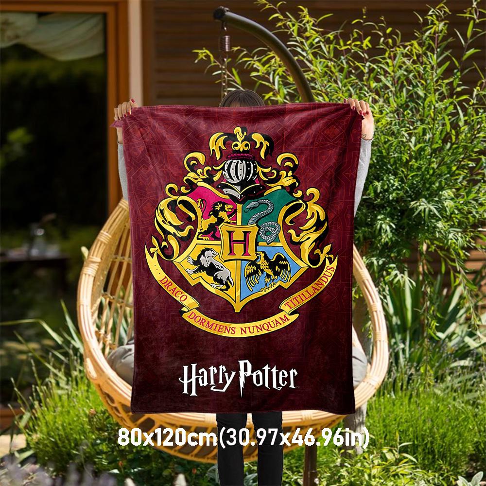 1pc Cresta de Hogwarts Harry Potter Manta de Franela para Exteriores Todas las Estaciones Suave Calidez, Decoración del Hogar 1031167