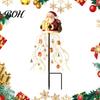 Festive Lawn Ornament for Christmas Solar Santa Claus Garden Light, LED Holding Gift Box Yard Stake Dynamic Flowing Light Decor with Cascading String