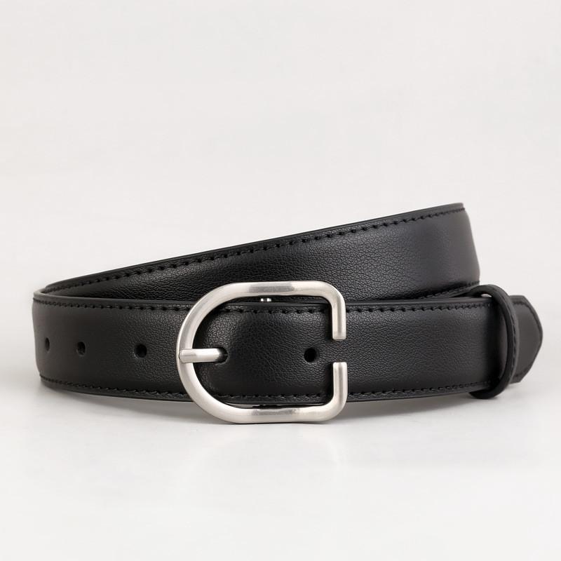 

Genuine Leather Womens High Waist Belt With Alloy Buckle For Casual And Office Wear чёрный