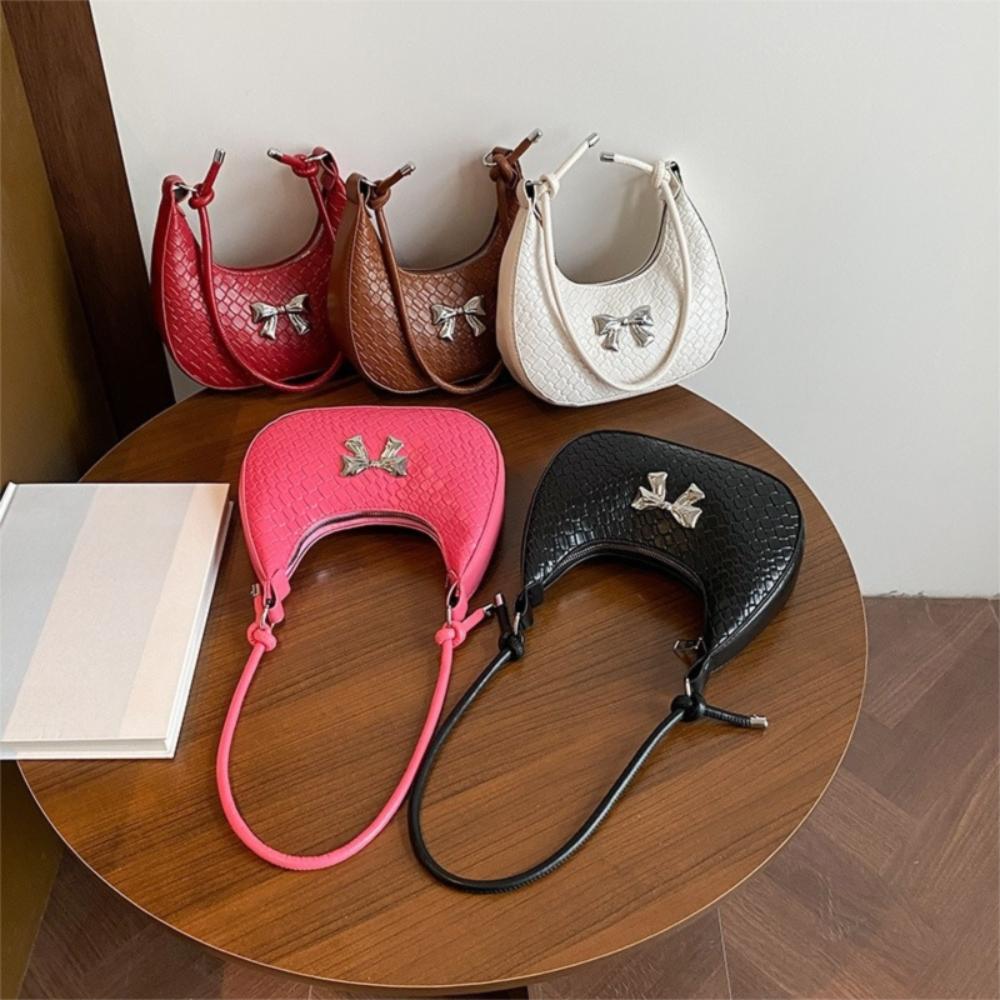 

Сумка на плече з бантом у корейському стилі, сумка-хобо з бантом, проста жіноча сумка під пахву, для дівчини білий