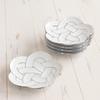 Set of 5 15cm Arita Ware Ume Musubi (Plum Rice Ball) Plates with Platinum Wire and Silver Accents, Perfect for New Year's Gifts, In a Gift Box