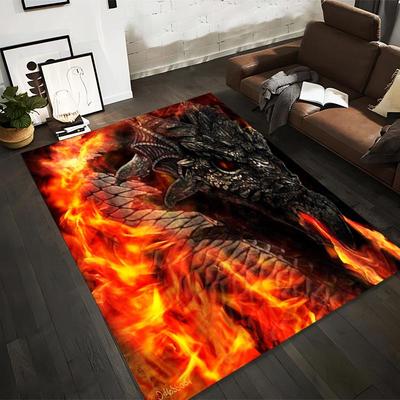 Feuerdrachen-Design Teppich mit Schuppen und Flammen1Fantasy-Stil Heimdekor Matte Geeignet für den Einsatz als Antirutsch1 für1Zimmer und Schlafzimmer Sofas