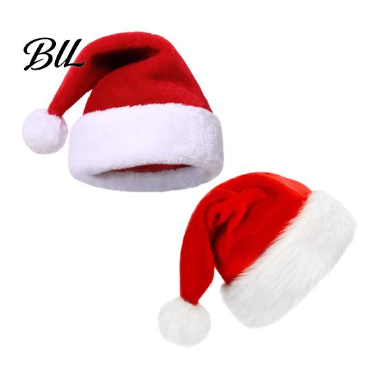 Christmas Party Hats Santa Hat, Flannel Plush Holiday Hat for Adults, Soft Thickened Caps Red White Velvet Cap Parties Thanksgiving And Festive