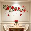 Valentine Rose Vine Butterfly Wall Sticker Self Adhesive Removable Red Flower Decal Living Room Bedroom Home Decor