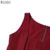 ZANZEA Women Casual Square Neck Sleeveless Ruffles Long Dress