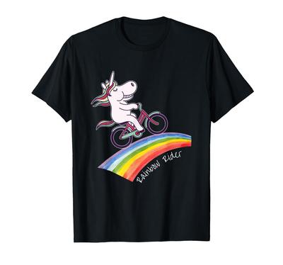 Rainbow Unicorn Bicycle Rainbow Rider Friends Motif T-Shirt